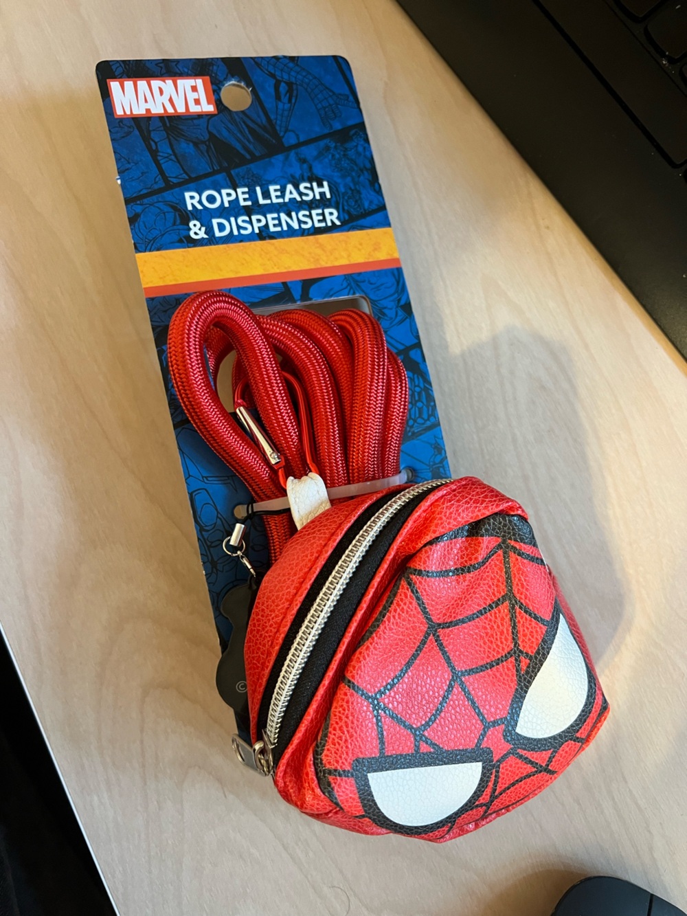 Spiderman Red Leash and Bag Dispenser